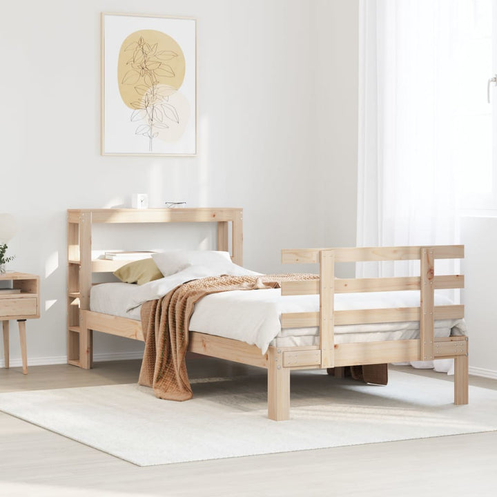 sengeramme med sengegavl 100x200 cm massivt fyrretræ