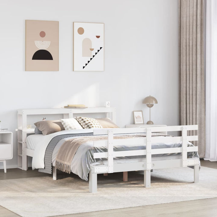Sengeramme med hovedgærde uden madras Hvid 120x200 cm