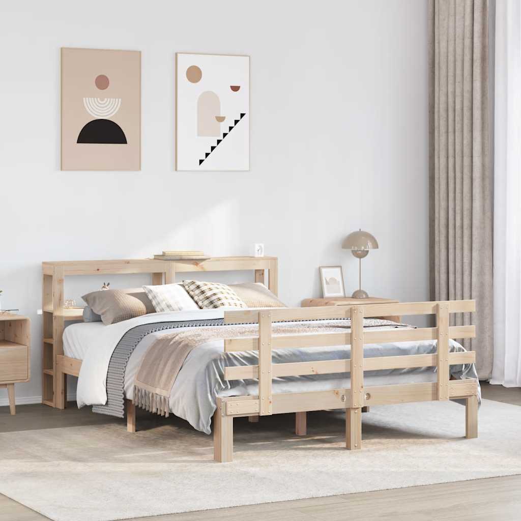 sengeramme med sengegavl 150x200 cm massivt fyrretræ