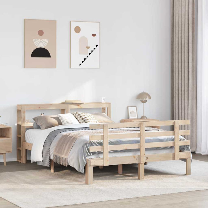 sengeramme med sengegavl 150x200 cm massivt fyrretræ