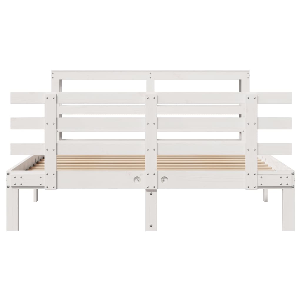 sengeramme med sengegavl 150x200 cm massivt fyrretræ hvid