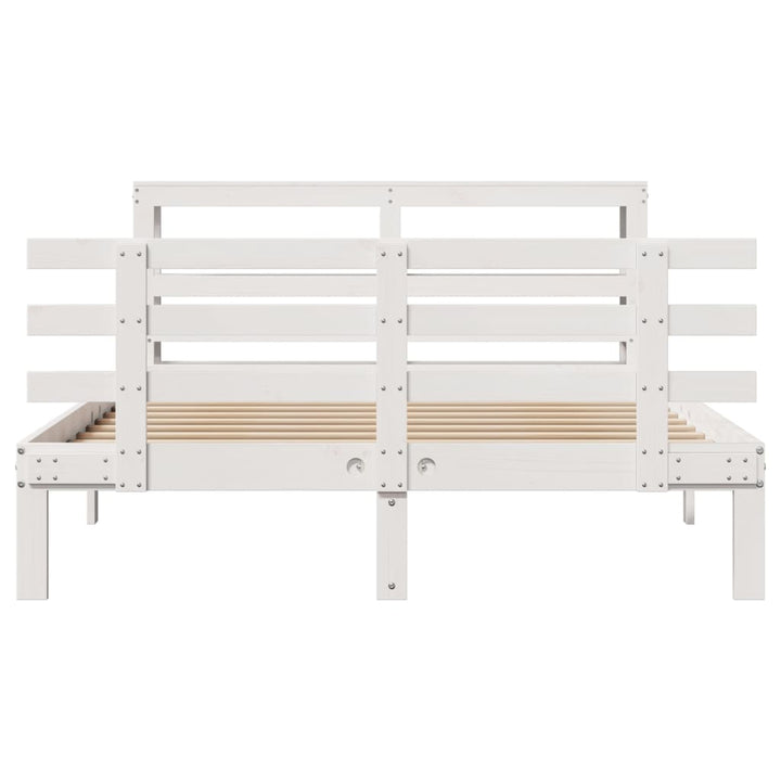 sengeramme med sengegavl 150x200 cm massivt fyrretræ hvid