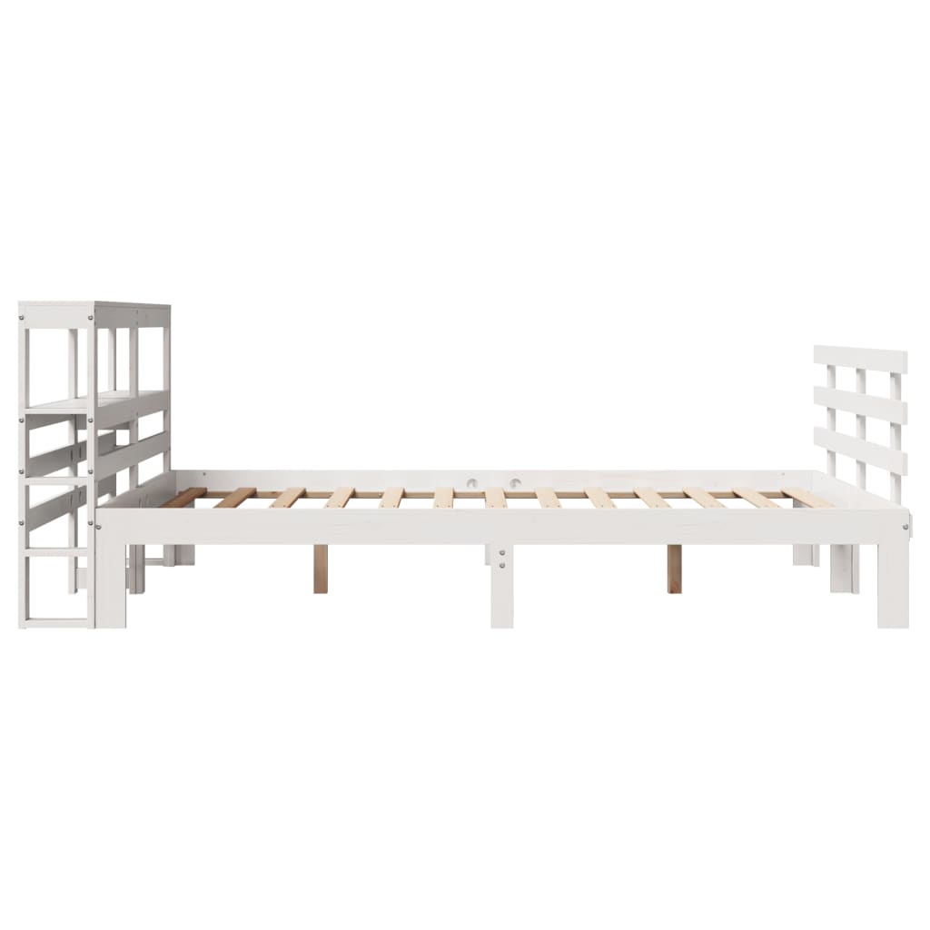 sengeramme med sengegavl 150x200 cm massivt fyrretræ hvid