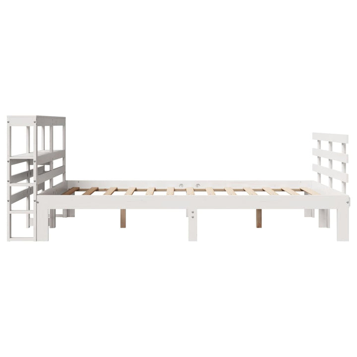 sengeramme med sengegavl 150x200 cm massivt fyrretræ hvid