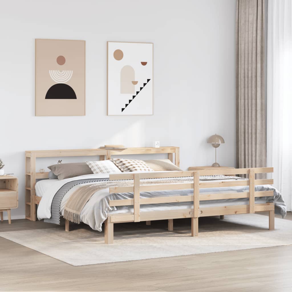 sengeramme med sengegavl 180x200 cm massivt fyrretræ