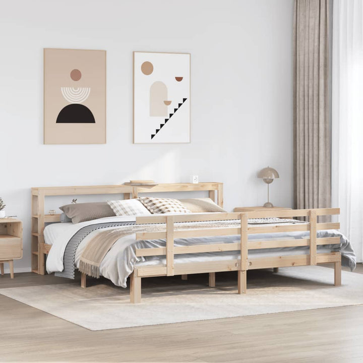 sengeramme med sengegavl 180x200 cm massivt fyrretræ