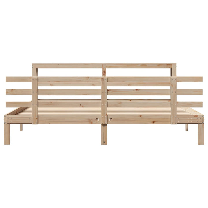sengeramme med sengegavl 200x200 cm massivt fyrretræ