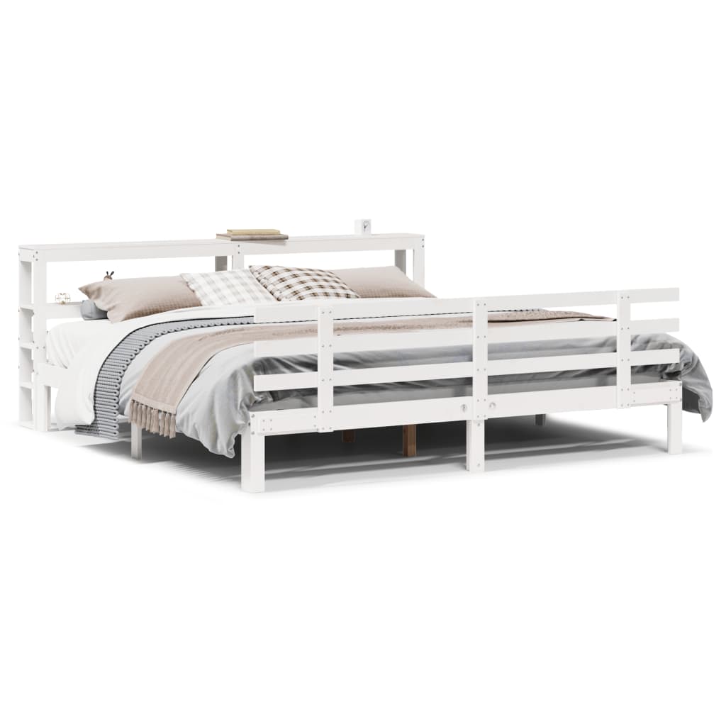 Sengeramme med hovedgærde uden madras Hvid 200x200 cm