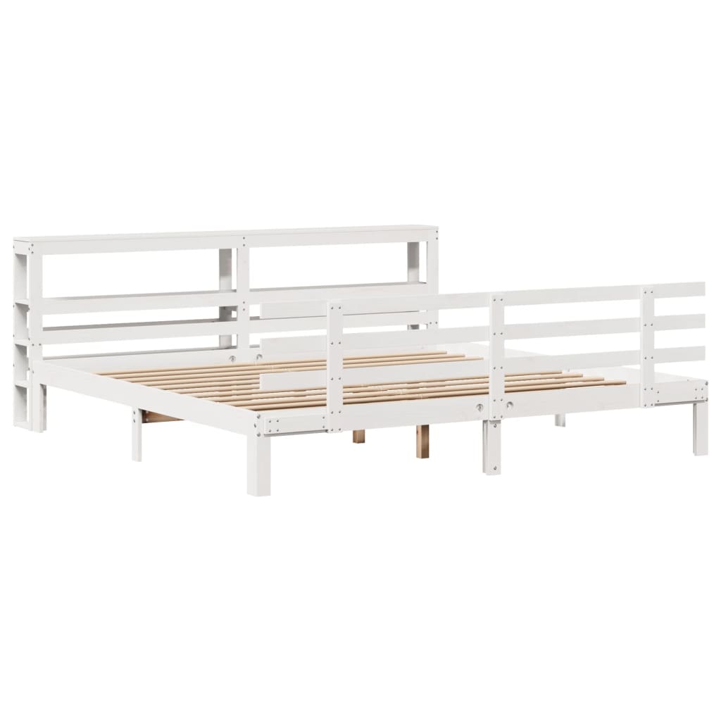 Sengeramme med hovedgærde uden madras Hvid 200x200 cm