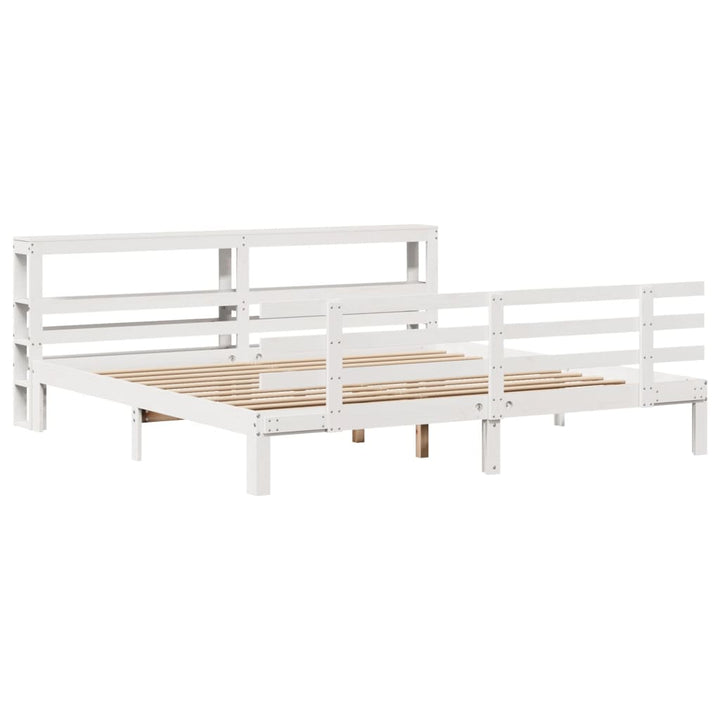 Sengeramme med hovedgærde uden madras Hvid 200x200 cm