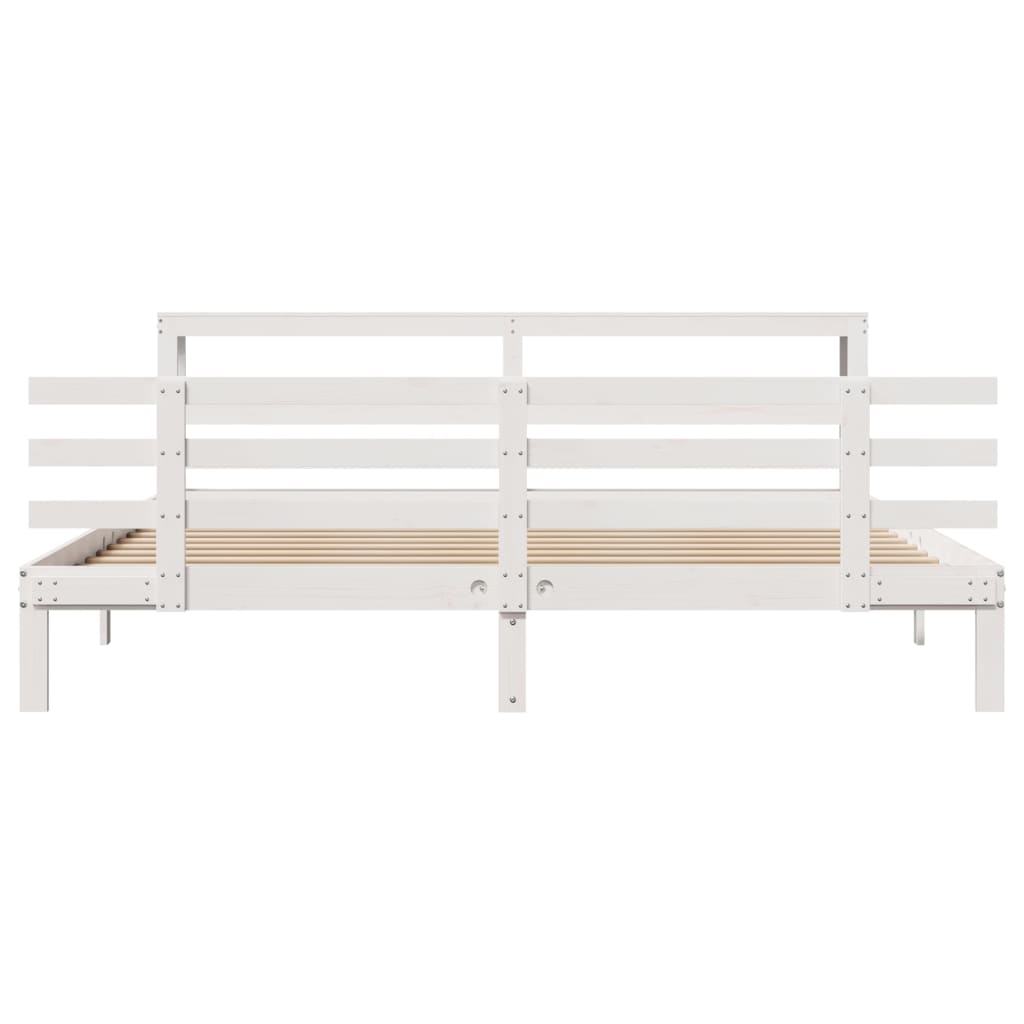 Sengeramme med hovedgærde uden madras Hvid 200x200 cm