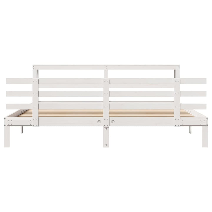 Sengeramme med hovedgærde uden madras Hvid 200x200 cm