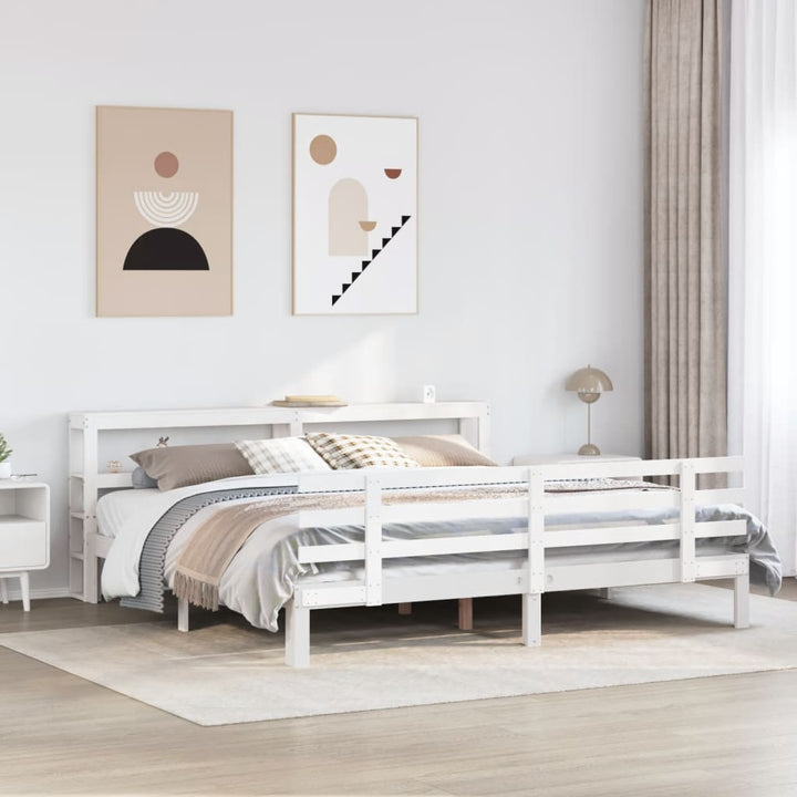 Sengeramme med hovedgærde uden madras Hvid 200x200 cm