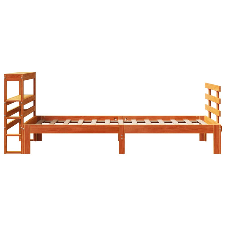 sengeramme med sengegavl 100x200 cm massivt fyrretræ gyldenbrun