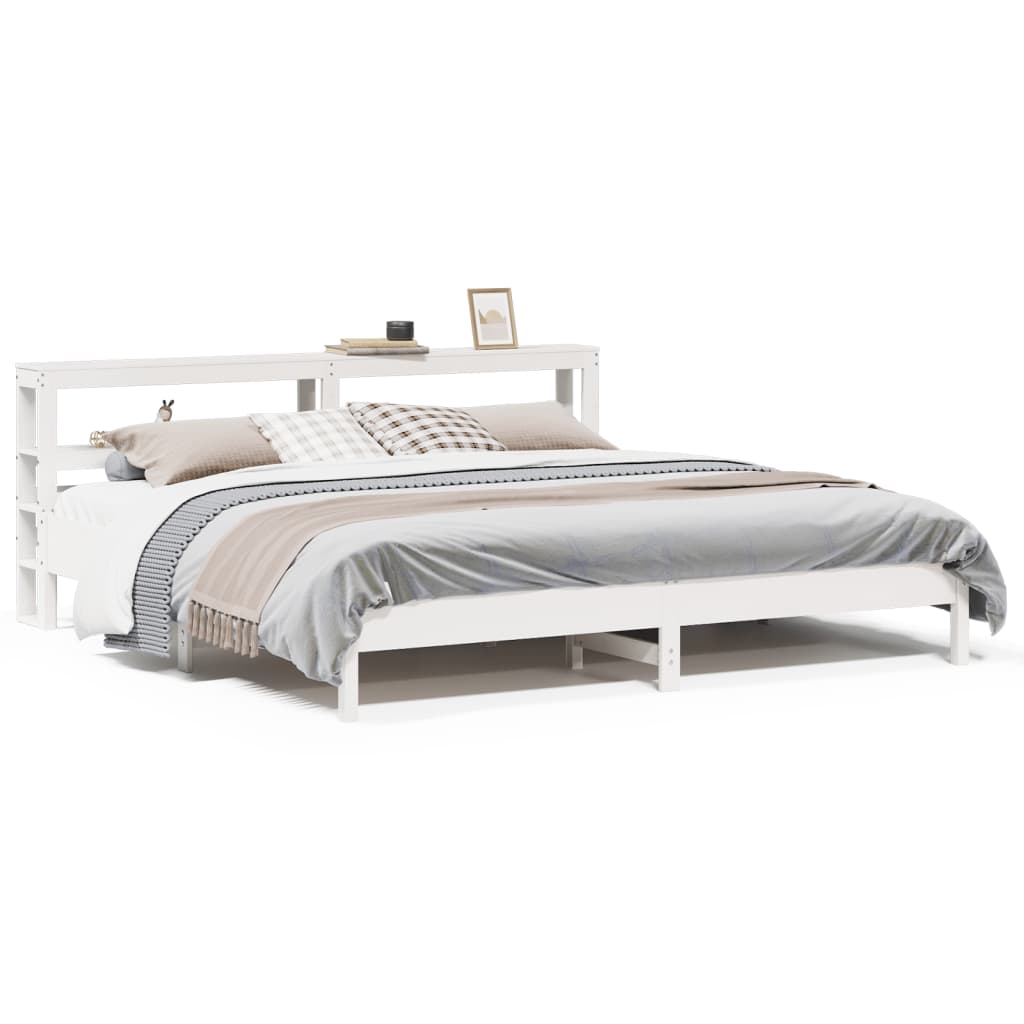 sengeramme uden madras 200x200 cm massivt fyrretræ hvid
