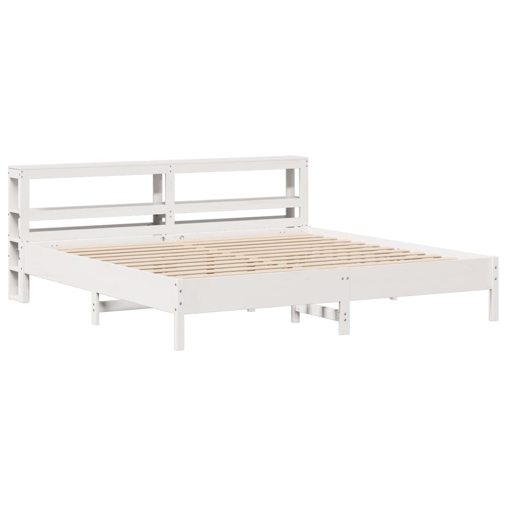 sengeramme uden madras 200x200 cm massivt fyrretræ hvid