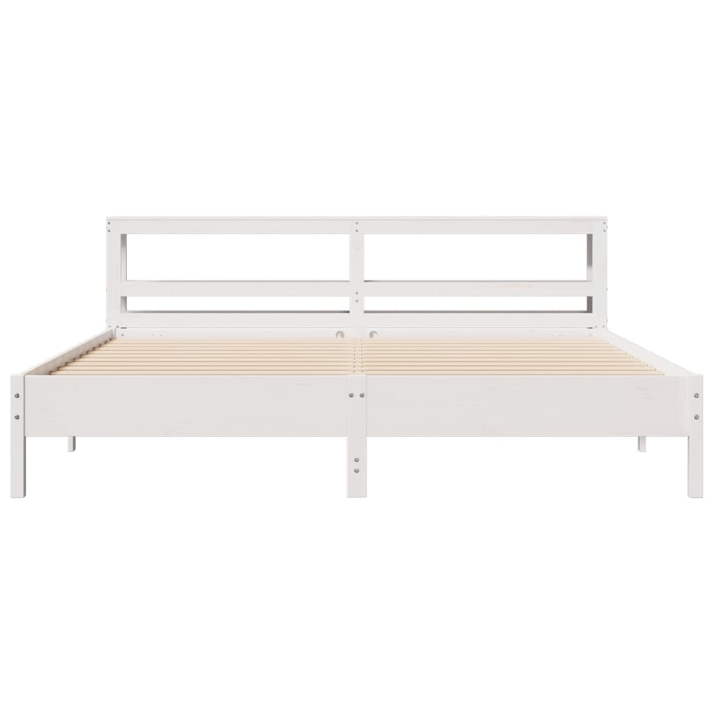 sengeramme uden madras 200x200 cm massivt fyrretræ hvid
