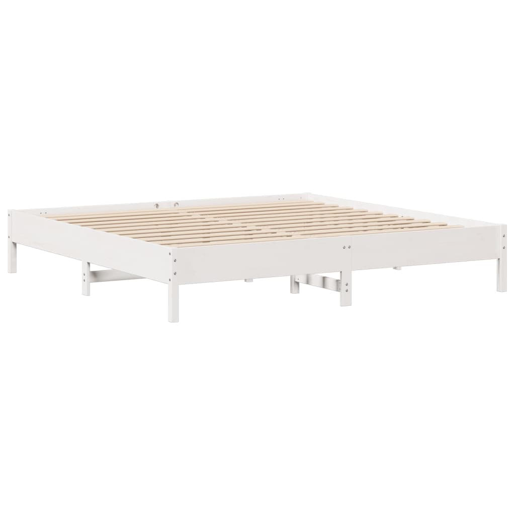 sengeramme uden madras 200x200 cm massivt fyrretræ hvid