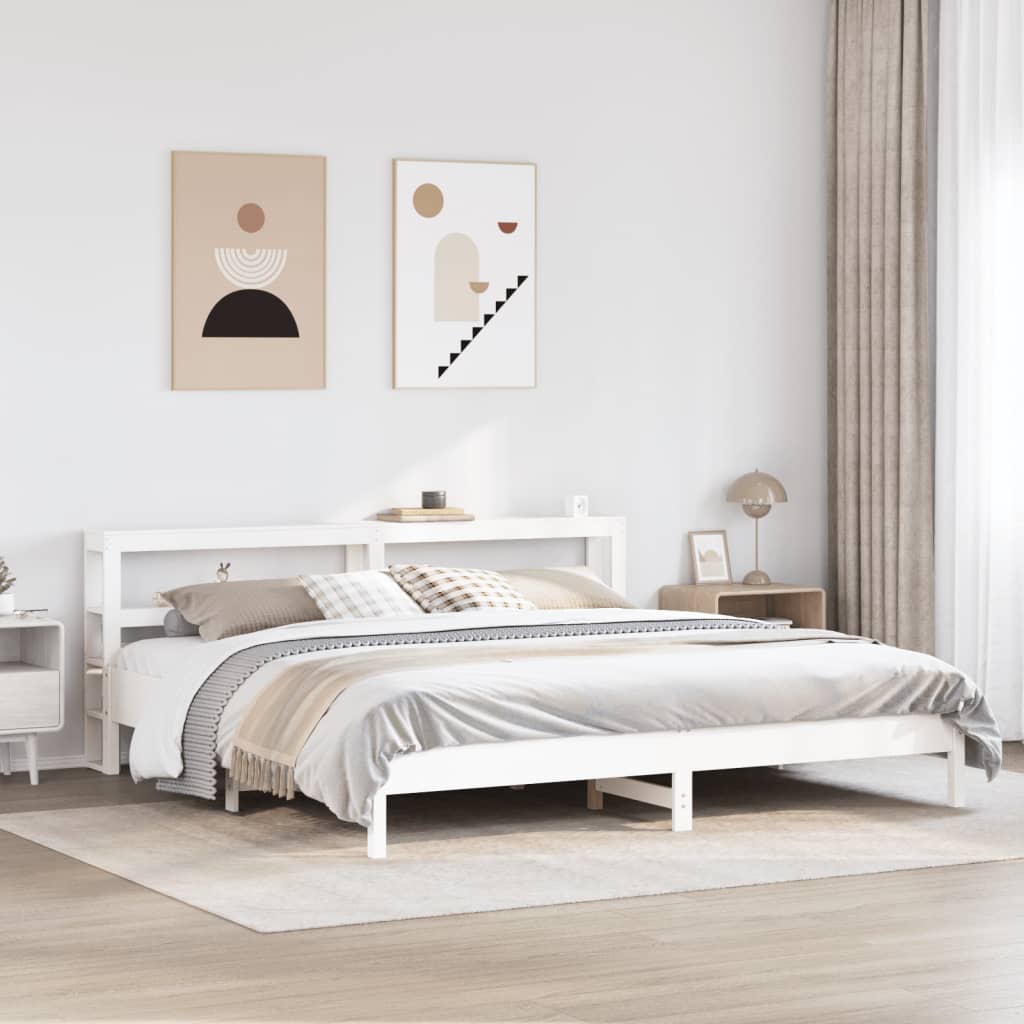 sengeramme uden madras 200x200 cm massivt fyrretræ hvid