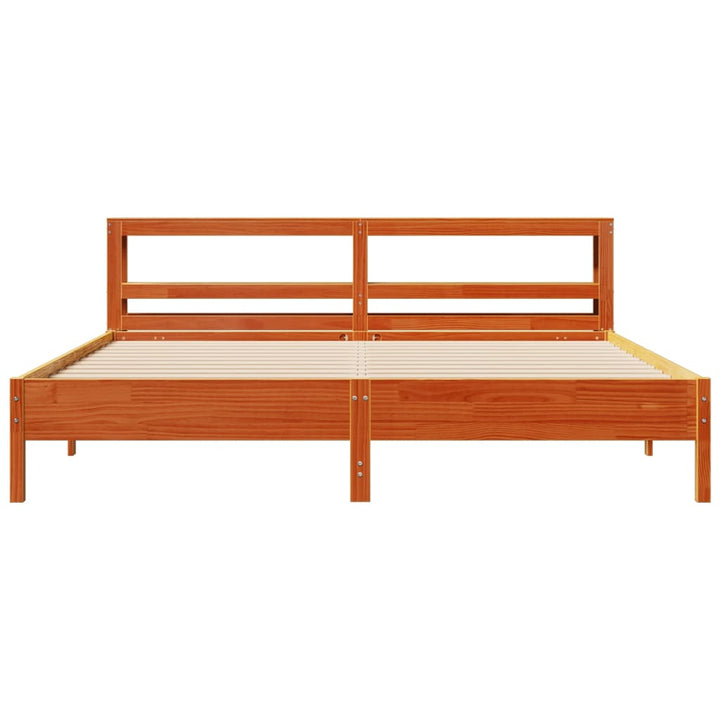 sengeramme uden madras 200x200 cm massivt fyrretræ gyldenbrun