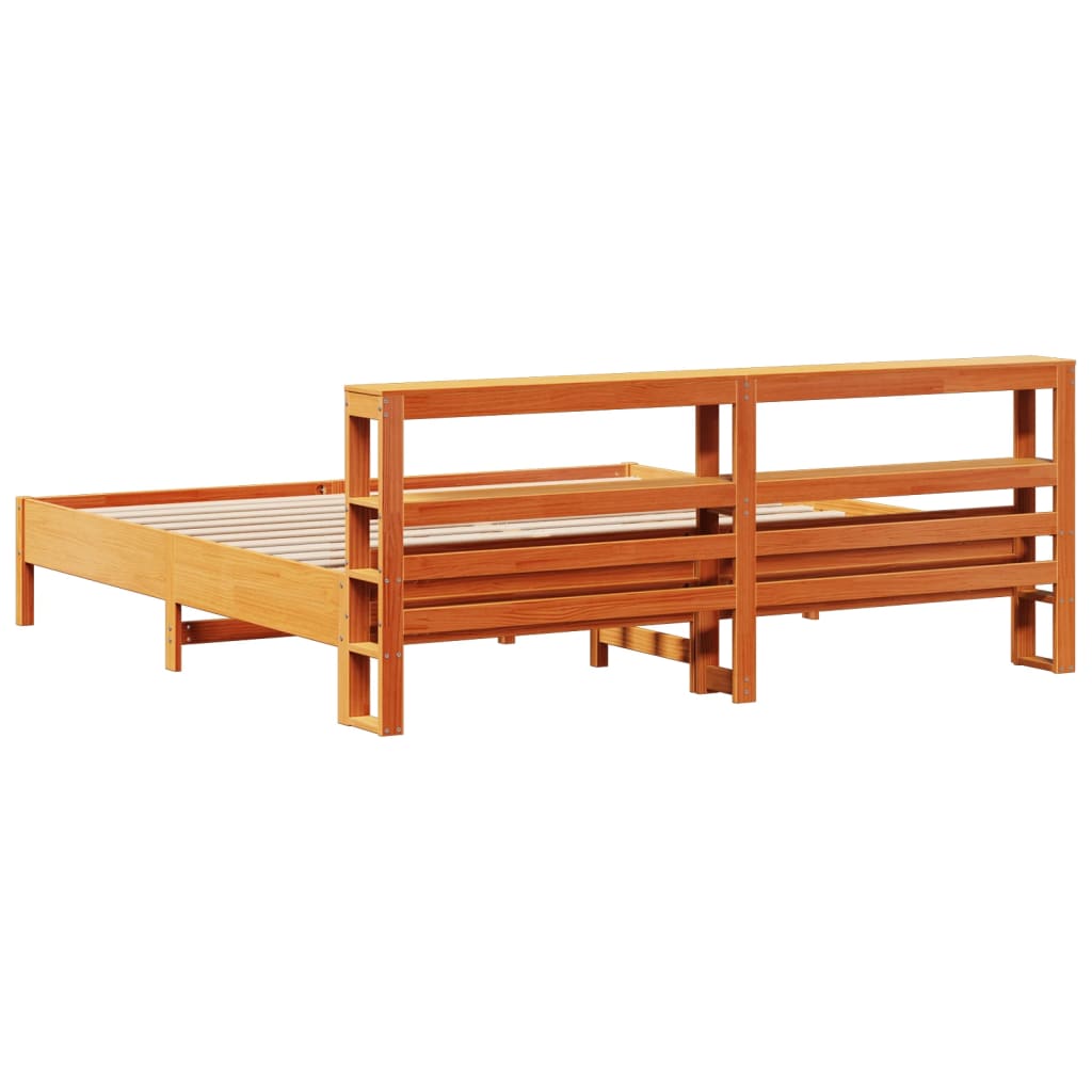 sengeramme uden madras 200x200 cm massivt fyrretræ gyldenbrun