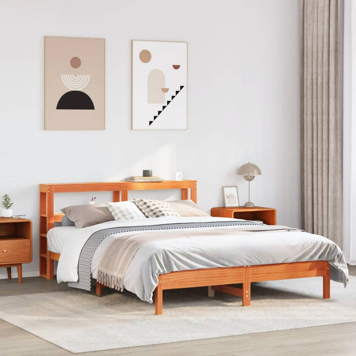 sengeramme uden madras 160x200 cm massivt fyrretræ gyldenbrun