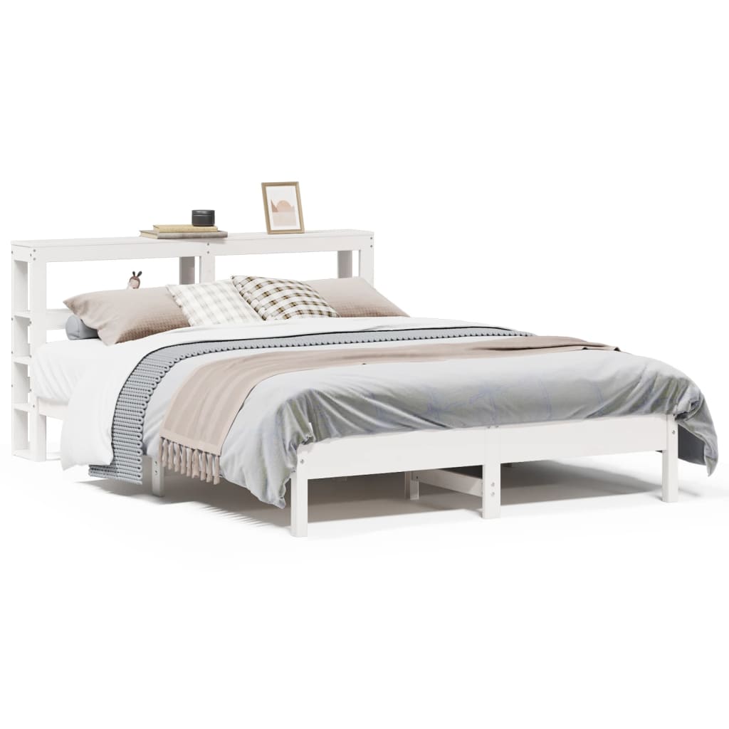 sengeramme uden madras 150x200 cm massivt fyrretræ hvid