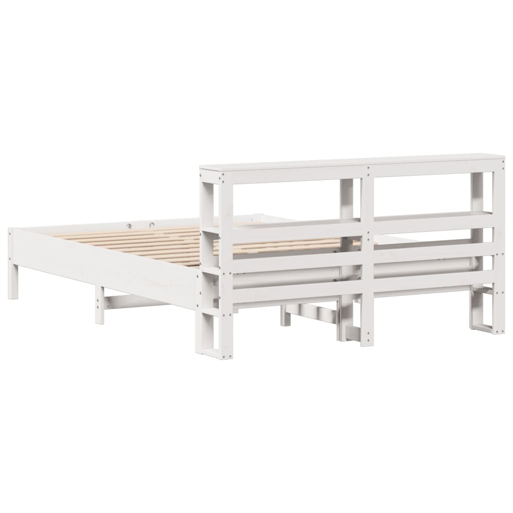 sengeramme uden madras 150x200 cm massivt fyrretræ hvid