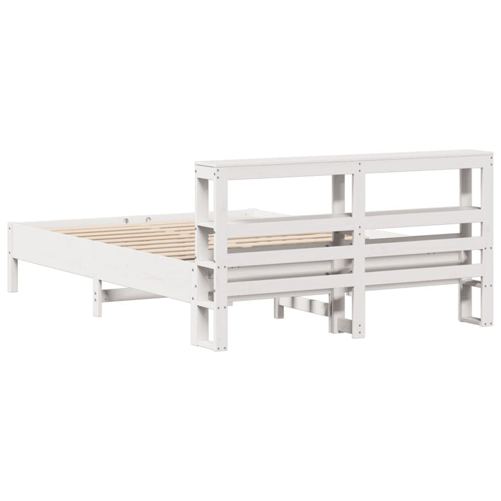 sengeramme uden madras 150x200 cm massivt fyrretræ hvid