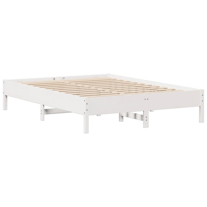 sengeramme uden madras 150x200 cm massivt fyrretræ hvid