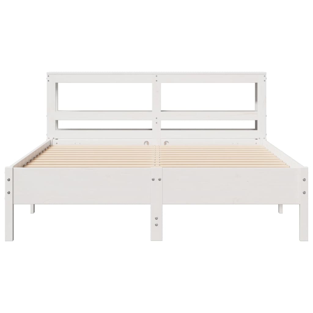 sengeramme uden madras 140x200 cm massivt fyrretræ hvid