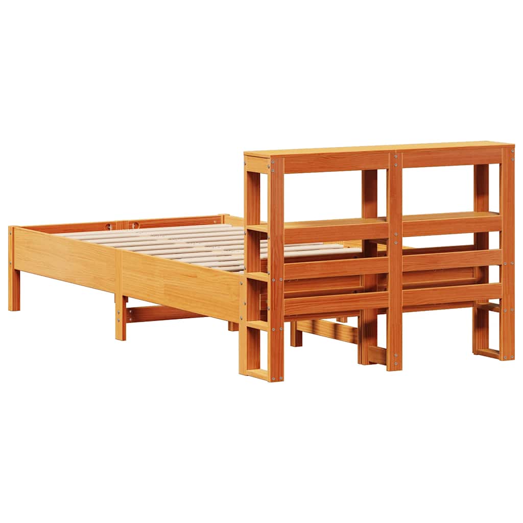 sengeramme uden madras 120x200 cm massivt fyrretræ gyldenbrun