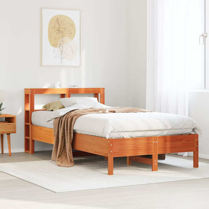 sengeramme uden madras 120x200 cm massivt fyrretræ gyldenbrun