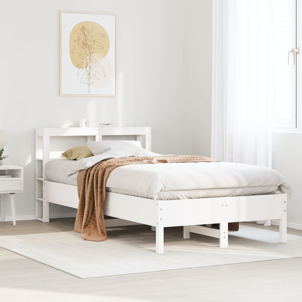 sengeramme uden madras 90x200 cm massivt fyrretræ hvid