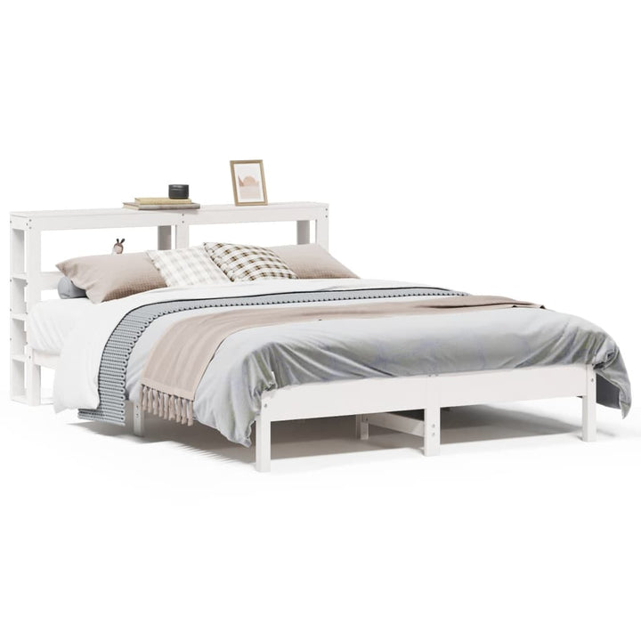 sengeramme uden madras 140x190 cm massivt fyrretræ hvid