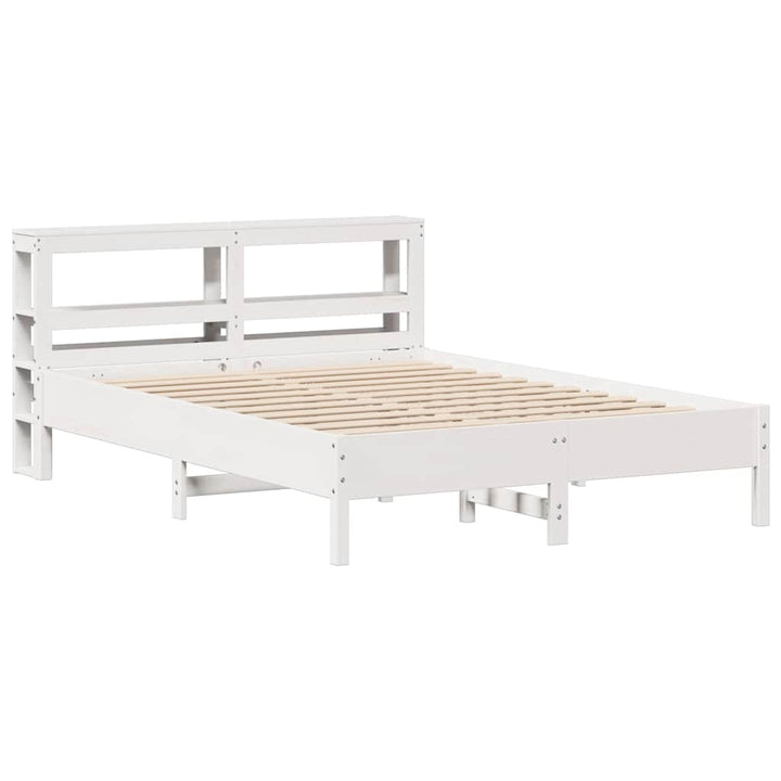 sengeramme uden madras 140x190 cm massivt fyrretræ hvid