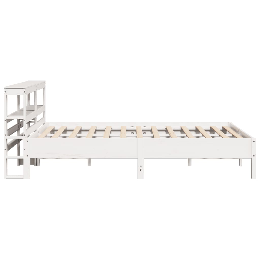 sengeramme uden madras 140x190 cm massivt fyrretræ hvid