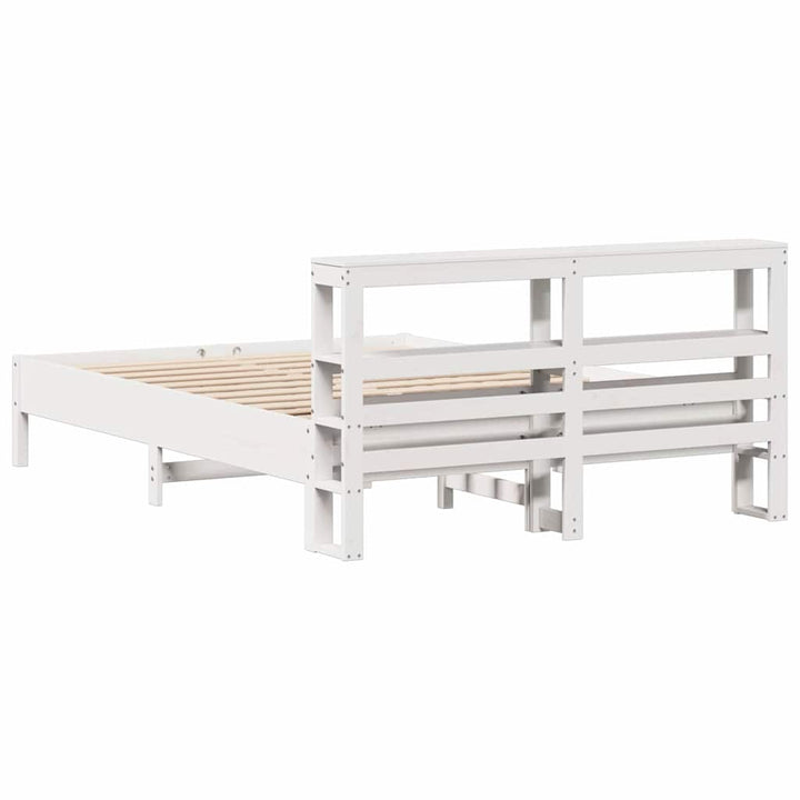 sengeramme uden madras 140x190 cm massivt fyrretræ hvid