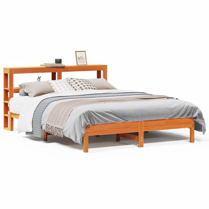 sengeramme uden madras 140x190 cm massivt fyrretræ gyldenbrun