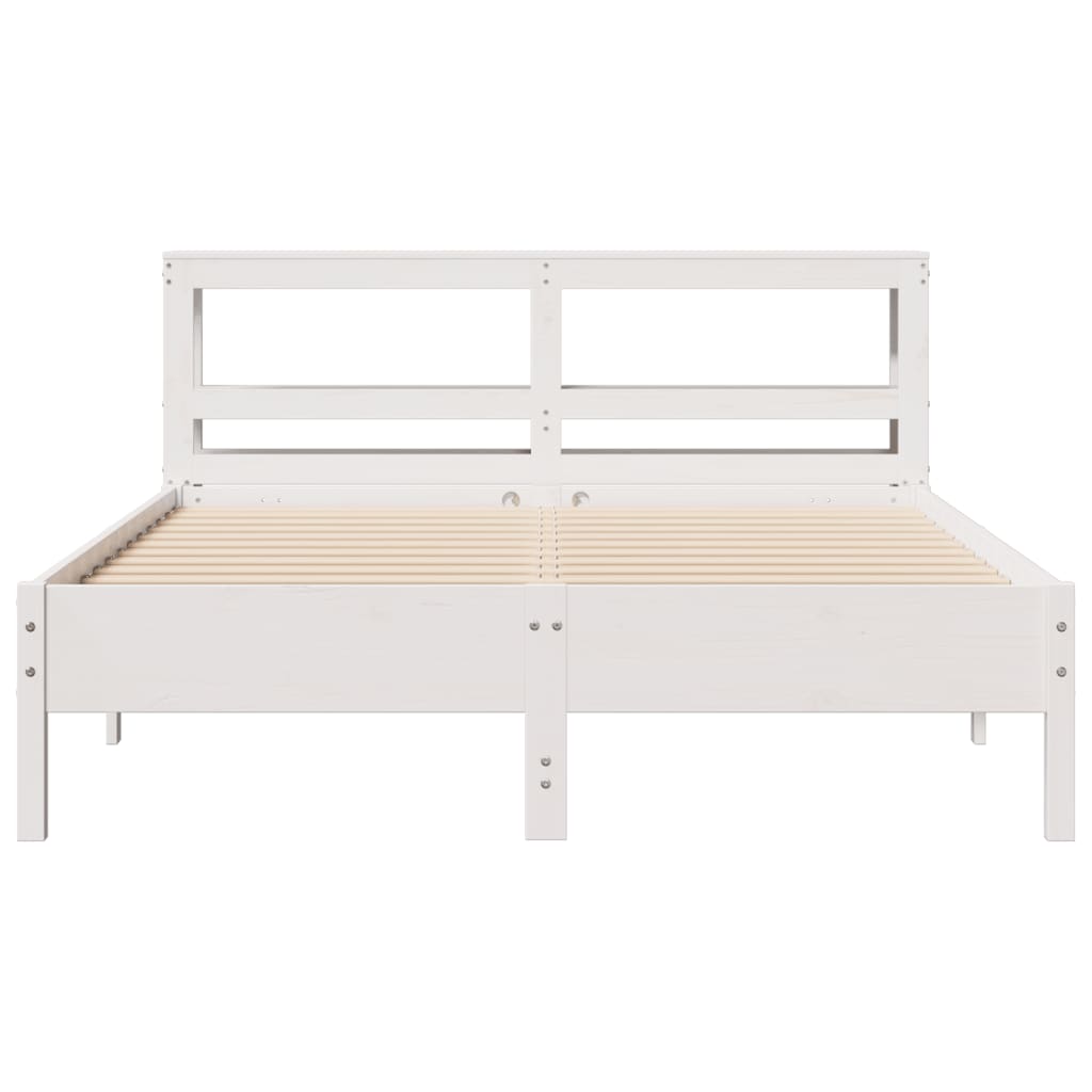 sengeramme uden madras 135x190 cm massivt fyrretræ hvid