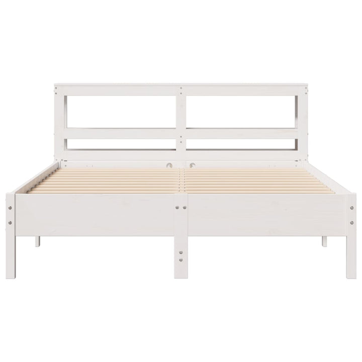 sengeramme uden madras 135x190 cm massivt fyrretræ hvid
