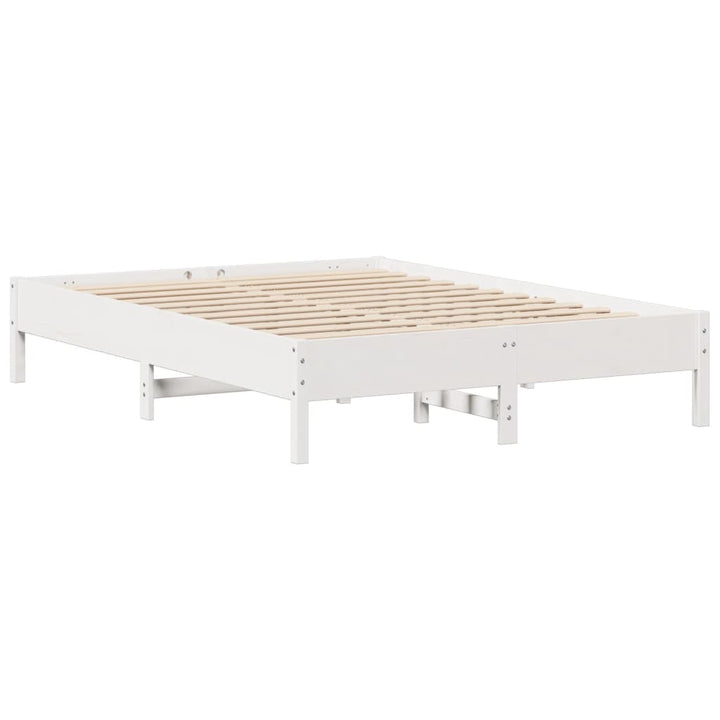 sengeramme uden madras 135x190 cm massivt fyrretræ hvid
