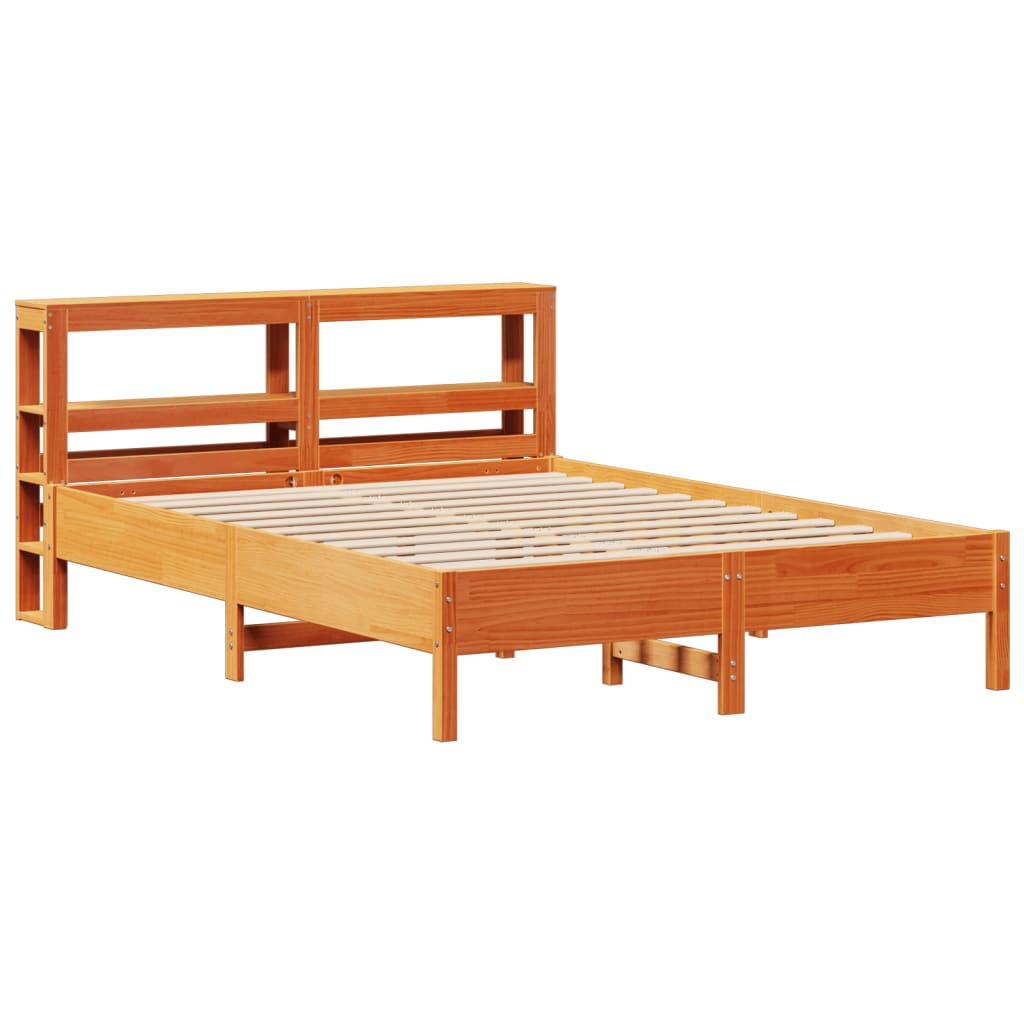 sengeramme uden madras 135x190 cm massivt fyrretræ brun
