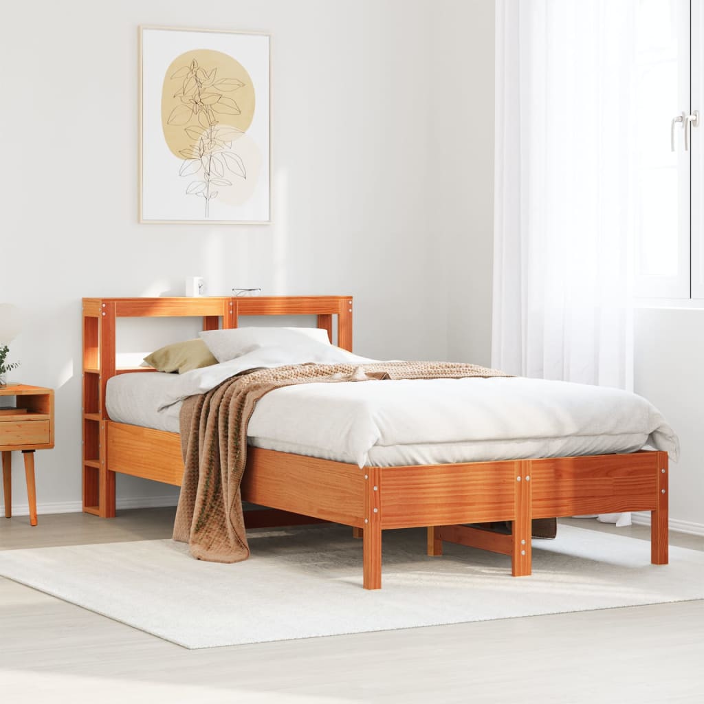 sengeramme uden madras 120x190 cm massivt fyrretræ gyldenbrun