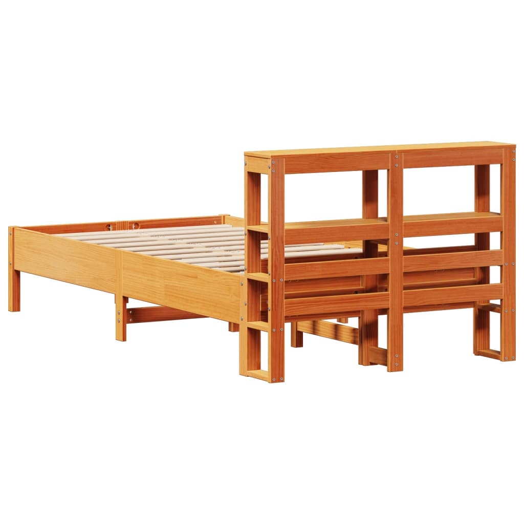 sengeramme uden madras 75x190 cm massivt fyrretræ gyldenbrun