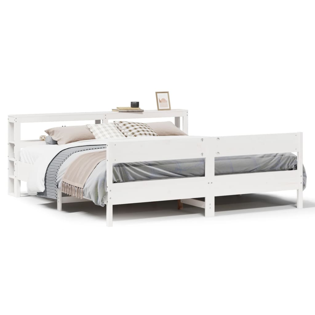 sengeramme uden madras 200x200 cm massivt fyrretræ hvid