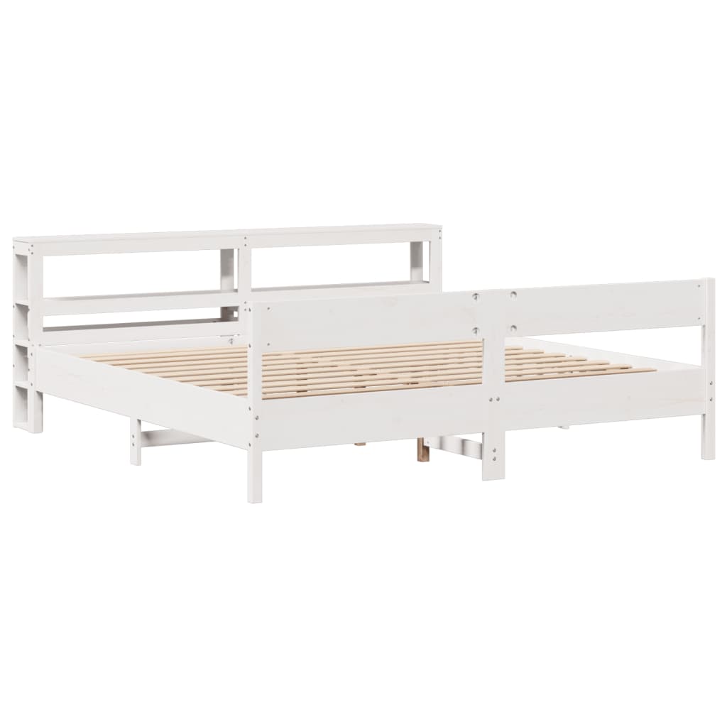 sengeramme uden madras 200x200 cm massivt fyrretræ hvid