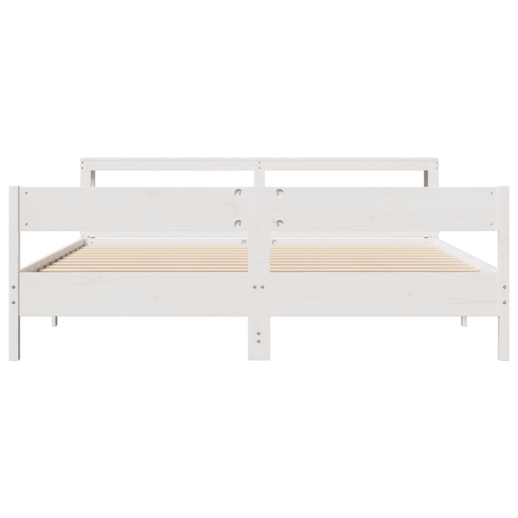 sengeramme uden madras 200x200 cm massivt fyrretræ hvid