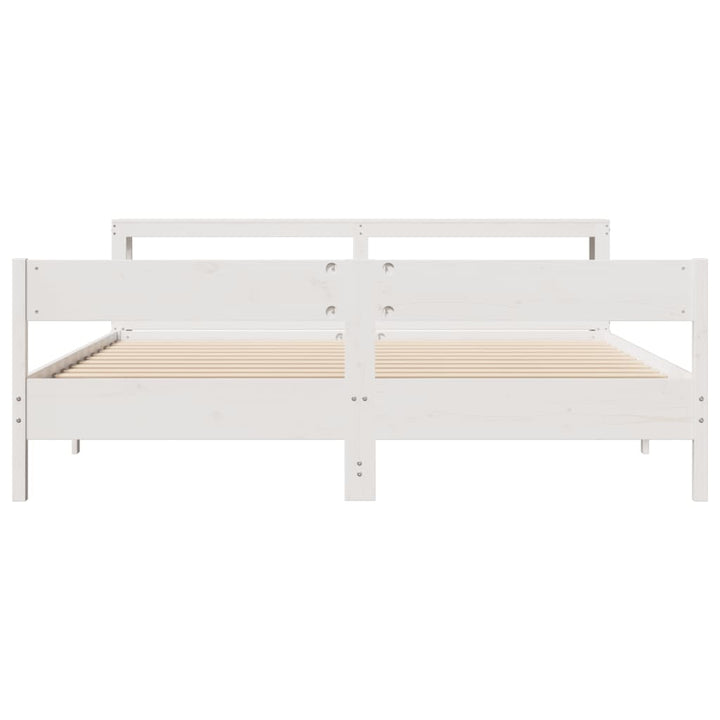 sengeramme uden madras 200x200 cm massivt fyrretræ hvid