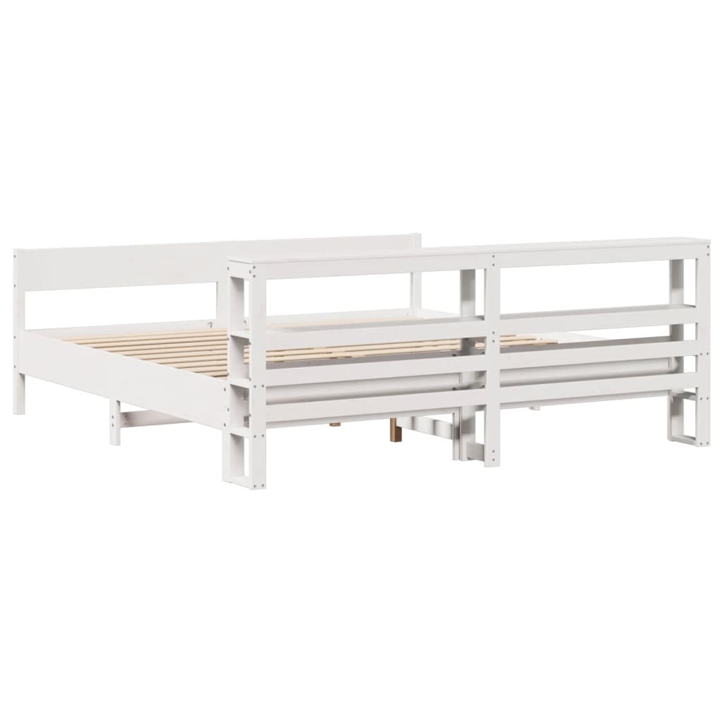 sengeramme uden madras 200x200 cm massivt fyrretræ hvid